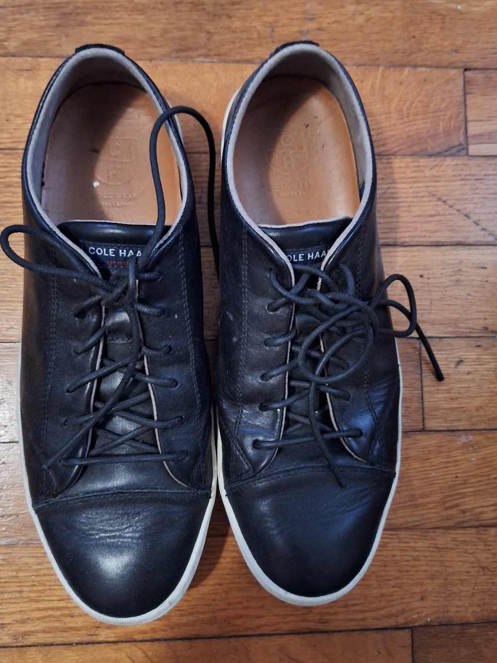 Cole Haan Black Leather Sneakers with White Sole